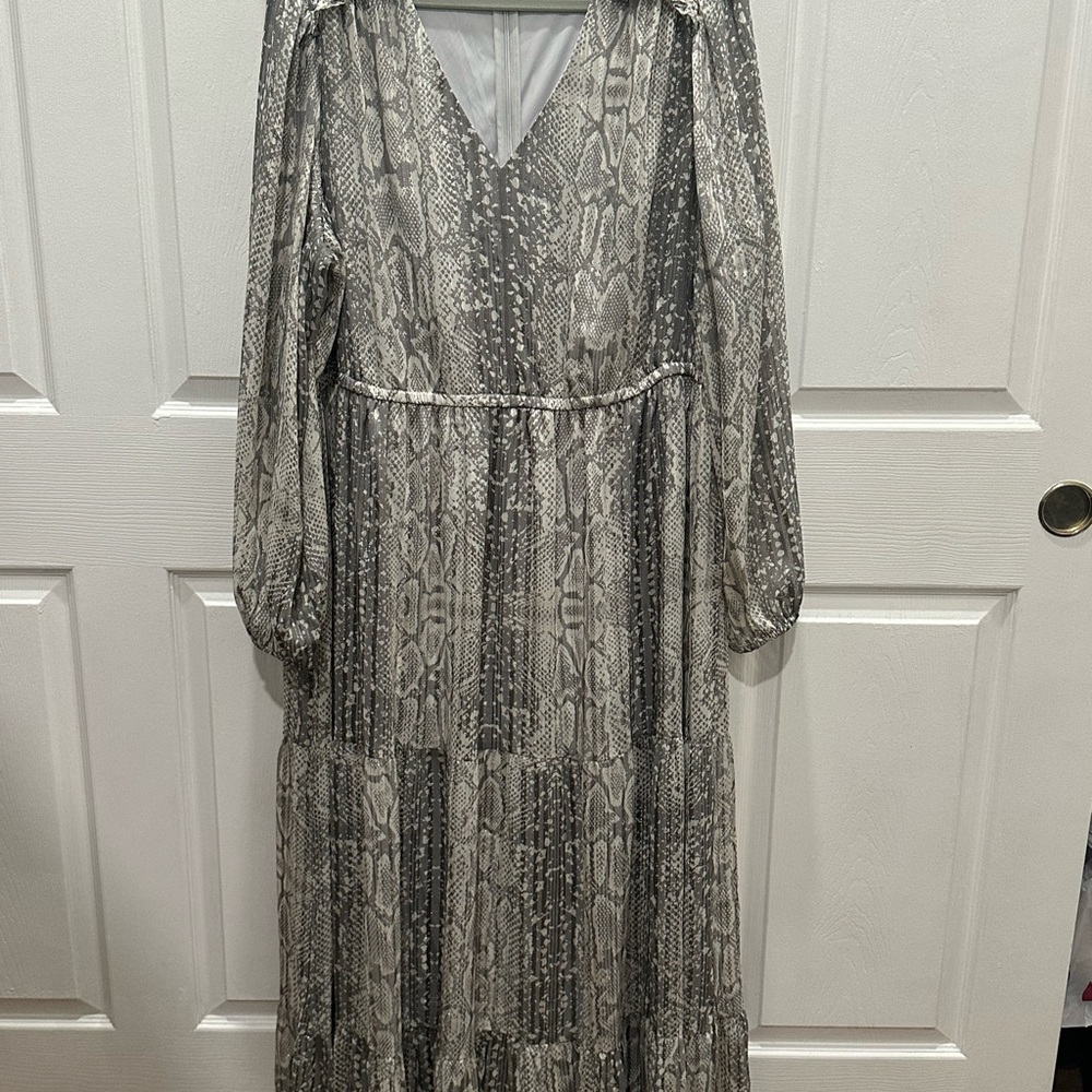 Lane Bryant Gray Snake Print Long Sleeve Dress